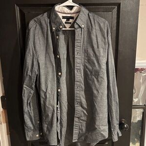 Tommy Hilfiger Men's Heathered Blue Button-Down Shirt